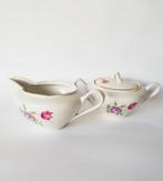Brocante servies set suikerpot met melkkan bloemen, Antiek en Kunst, Curiosa en Brocante, Ophalen of Verzenden