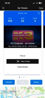 K3 9 oktober zitplek, Tickets en Kaartjes, Eén persoon