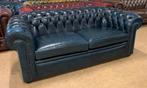 Prachtige Chesterfield Bank 2,5 Zits Blauw., Ophalen of Verzenden, Gebruikt, Leer, Chesterfield