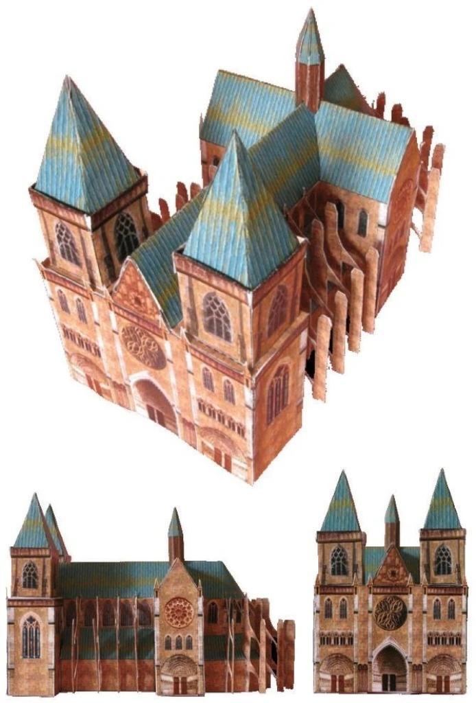 Gotische kathedraal in 1:200 - papieren bouwplaat, Hobby en Vrije tijd, Modelbouw | Figuren en Diorama's, Nieuw, 1:35 tot 1:50