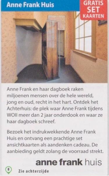 Anne Frank Huis (Gratis Set Kaarten), Tickets en Kaartjes, Musea, Eén persoon, Overige typen