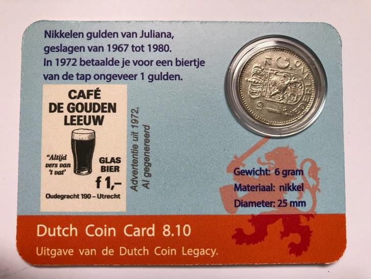 Dutch Coin Card 8.10. Gulden van Juliana., Postzegels en Munten, Munten | Nederland, Losse munt, 1 gulden, Koningin Juliana, Ophalen of Verzenden