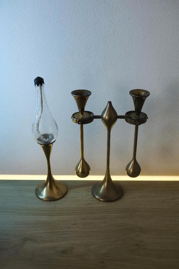 kandelaar freddie andersen design nautisch en korte koper, Antiek en Kunst, Antiek | Kandelaars, Koper of Brons, Ophalen of Verzenden