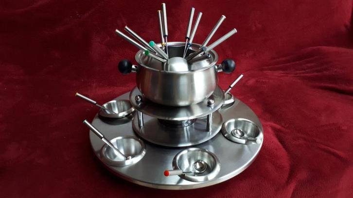 Stijlvolle, veilige en complete RVS Fondueset, Witgoed en Apparatuur, Fonduesets, Zo goed als nieuw, Fondueset, Brander, Ophalen of Verzenden