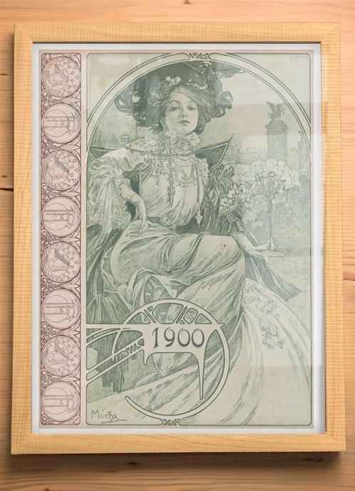 [Poster in Frame] Alphonse Mucha Paris 1900 #1, Antiek en Kunst, Kunst | Tekeningen en Foto's, Verzenden