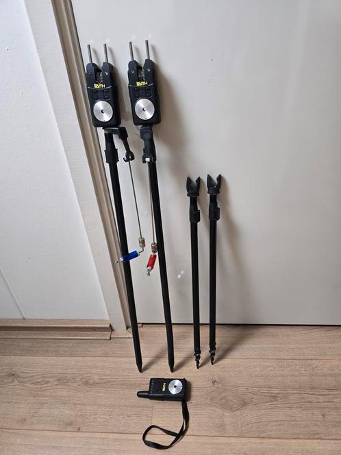 Complete set karperspullen hengel, schepnet, piepers, voer, Watersport en Boten, Hengelsport | Karpervissen, Zo goed als nieuw
