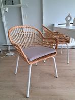 4 Rotan Eetkamerstoelen met Kussens, Huis en Inrichting, Stoelen, Ophalen, Gebruikt, Vier