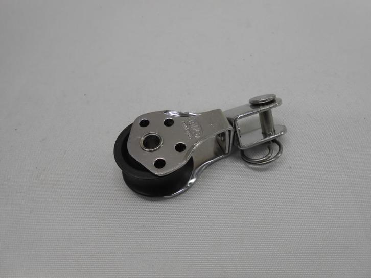 Mini Blok, Enkelschijfs, draaiwartel, gaffelsluiting, 6-10mm, Watersport en Boten, Accessoires en Onderhoud, Gebruikt, Lijn of Blok