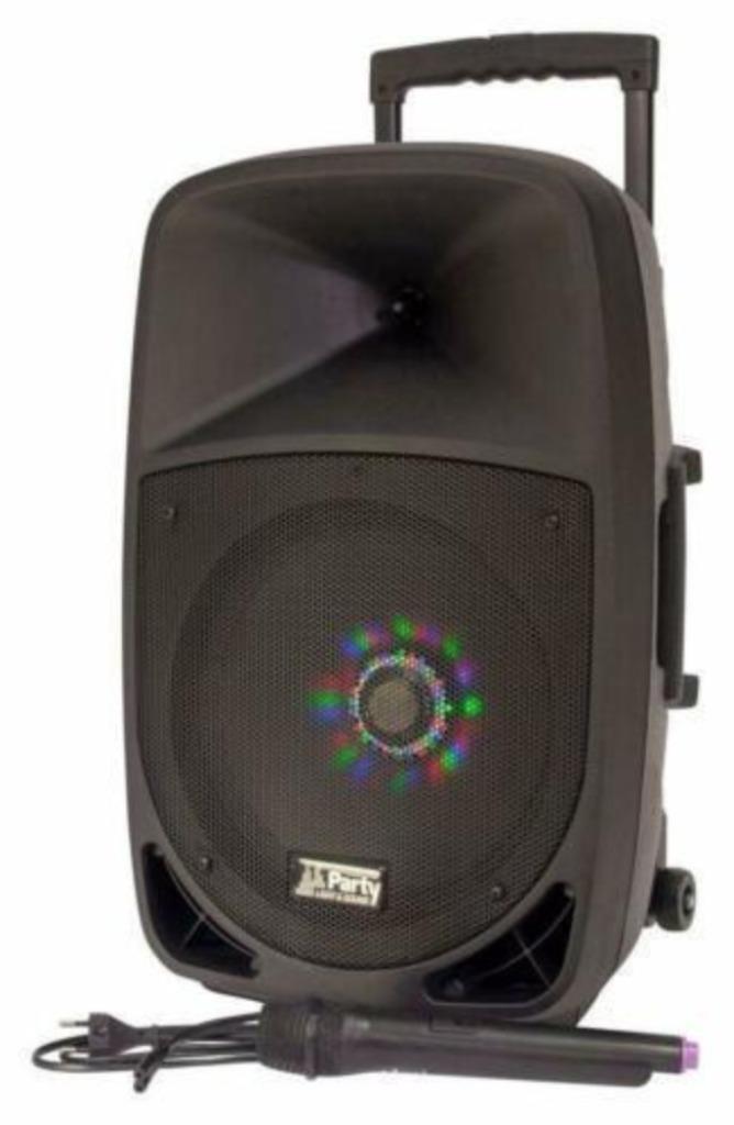 PARTY-12LED Mobiele box met Usb, Bt, Fm en Vhf Microfoon, Audio, Tv en Foto, Karaoke-apparatuur, Nieuw, Overige typen, Ophalen of Verzenden