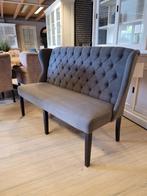 ACTIE Landelijke Eetkamerbank 150 + 2 Stoelen Daisy Antracie, Ophalen of Verzenden, Nieuw, Stof, Landelijke eetkamerstoelen eetkamerbank stof ranch antraciet