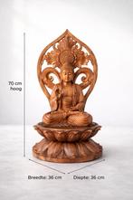Uniek hout handgemaakt boeddha beeld 70 cm hoog, Ophalen