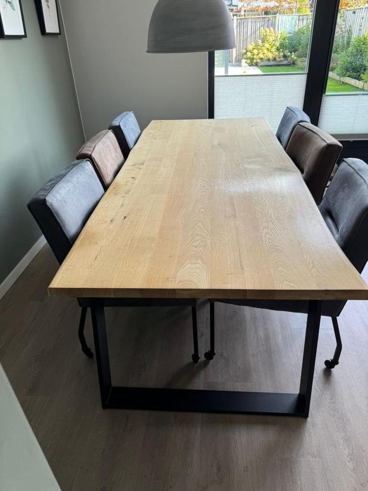 Massieve eikenhouten eettafel – 240x100x75 cm, Huis en Inrichting, Tafels | Eettafels, Gebruikt, 50 tot 100 cm, 200 cm of meer