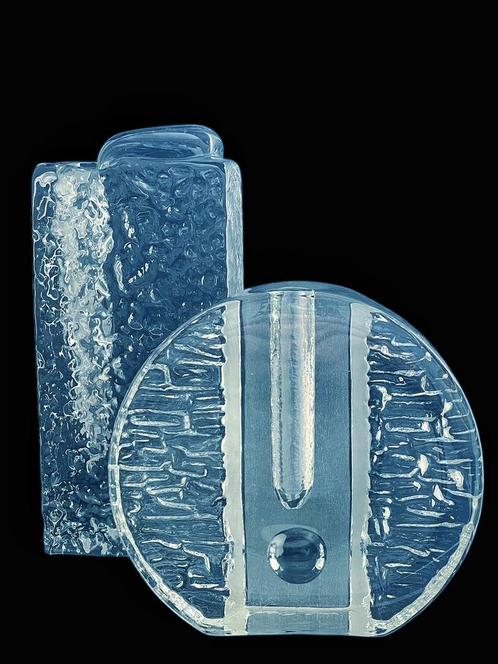 Solifleur Walther Glas, Duitsland en glazen blokvaas IZGS, Antiek en Kunst, Antiek | Glas en Kristal, Verzenden