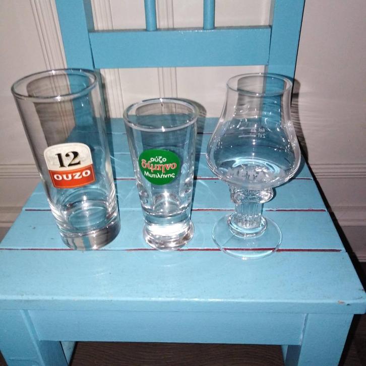 Ouzo glazen 3 stuks, Verzamelen, Glas en Borrelglaasjes, Zo goed als nieuw, Overige typen, Ophalen