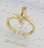 Prachtige 14 karaat Gouden Slang Ring 2 Diamanten Slangring, Verzenden, Nieuw, Met edelsteen, Dame
