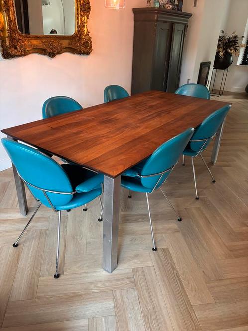 Leolux Eethoek met (6) Gispen ontwerp Stoelen (Leolux), Huis en Inrichting, Tafels | Eettafels, Zo goed als nieuw, 100 tot 150 cm