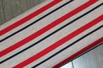 Rol Tricot katoen stof - beige rood blauw gestreept #1300, Hobby en Vrije tijd, Stoffen en Lappen, 120 cm of meer, Beige, Ophalen of Verzenden