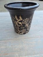 Exclusieve PTMD Bloempot – Hoogglans Zwart met Reliëf – XL, Tuin en Terras, Bloempotten, Rond, Ophalen of Verzenden, Zo goed als nieuw