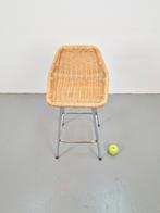 Vintage rattan barstool rotan barkruk Rohe Noordwolde ‘60, Metaal, N, 60 tot 90 cm, Ophalen of Verzenden