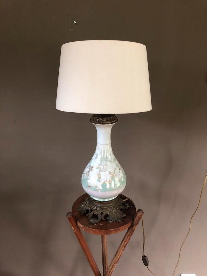 Franse porseleinen tafellamp, Antiek en Kunst, Antiek | Lampen, Ophalen of Verzenden