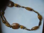 LANGE VINTAGE KETTING MET BARNSTEEN ???, Sieraden, Tassen en Uiterlijk, Antieke sieraden, Verzenden, Overige materialen, Ketting