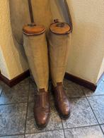 Antieke Engelse rijlaarzen in leder en canvas met mallen, Ophalen of Verzenden