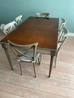 Kersenhouten tafel (160x95 of 210x95) met zes stoelen, Huis en Inrichting, Complete eetkamers, Ophalen, Zo goed als nieuw, 4 tot 6 stoelen