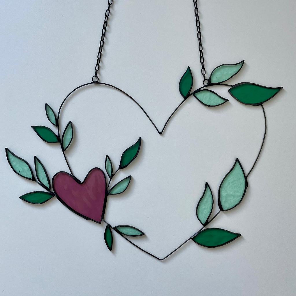 Handmade Tiffany glas in lood hanger LOVE, Ophalen of Verzenden