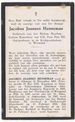 Hageveld Priester Henneman 1897 Alkmaar +1954 Groesbeek, Verzenden, Bidprentje