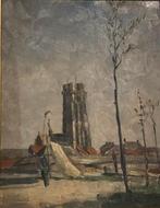 Olieverfschilderij  Sint-Romboutskathedraal Mechelen., Ophalen of Verzenden