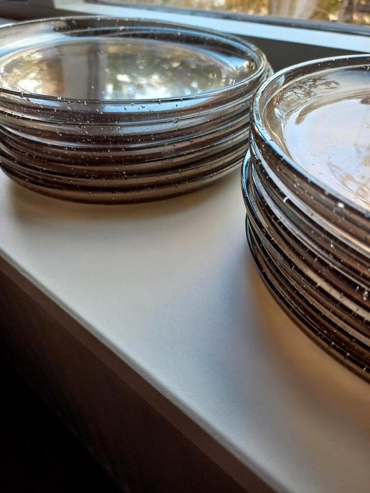 Glazen Gebaksbordjes (12), Huis en Inrichting, Keuken | Servies, Zo goed als nieuw, Glas, Ophalen