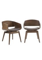 Memphis - Ronde Houten Kantoorstoel - Walnoot - 2 voor €650, Niet ingevuld, Hout, Overige kleuren, Niet ingevuld