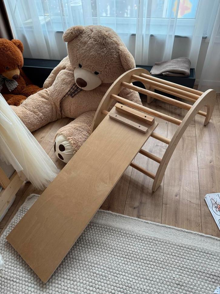 Houten klimrek met glijbaan voor peuters, Kinderen en Baby's, Speelgoed | Buiten | Speeltoestellen, Gebruikt, Glijbaan, Ophalen