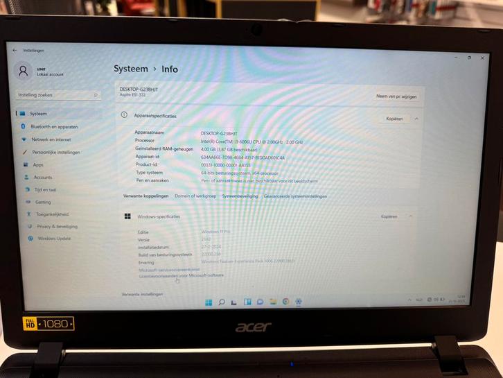 Acer Aspire ES1-572 | 4GB Ram | 112GB Opslag, Computers en Software, Laptoptassen, Refurbished, Trolleytas, 15 inch, Ophalen of Verzenden