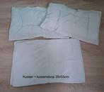 2x Kussen en 4x kussensloop 35x55cm wit (Ikea), Gebruikt, Jongetje of Meisje, Wit, Ophalen of Verzenden