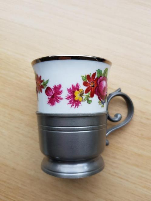 Kopje/ espresso/ tinnen houder/ Schwarzenhammer Pinzellan, Antiek en Kunst, Antiek | Keramiek en Aardewerk, Ophalen of Verzenden