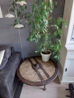 Antieke Karrenwiel Salontafel - Robuust & Uniek!, Gebruikt, 50 tot 100 cm, 50 tot 100 cm, Tafelblad