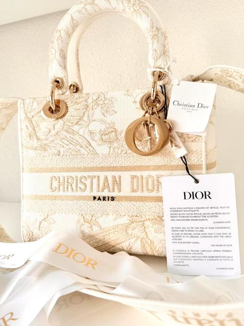 DIOR LADY D-LITE JARDIN TAS, WIT/GOUD ORIGINEEL, NIEUW✨✨✨, Sieraden, Tassen en Uiterlijk, Tassen | Damestassen, Nieuw, Handtas