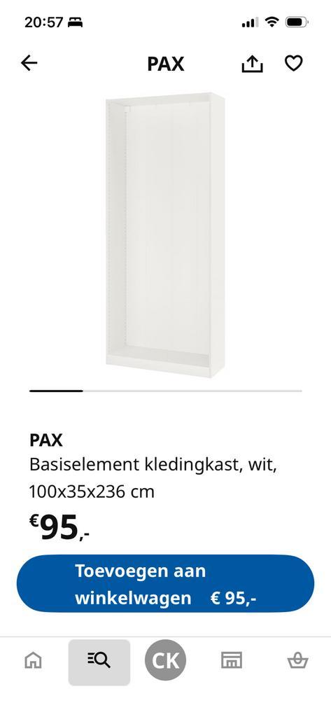 3 witte Ikea Pax kasten met deuren en inrichting, Huis en Inrichting, Kasten | Kledingkasten, Gebruikt, 200 cm of meer, 50 tot 100 cm