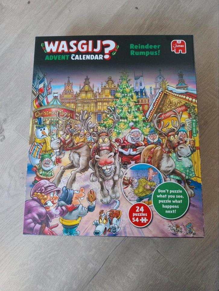 Wasgij Adventskalender Puzzel - Reindeer Rumpus!, Hobby en Vrije tijd, Denksport en Puzzels, Nieuw, Legpuzzel, Minder dan 500 stukjes