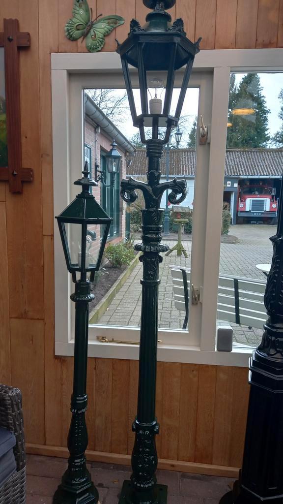 Nieuwe gietijzeren Lantaarnpalen in grachtengroen..., Tuin en Terras, Buitenverlichting, Zo goed als nieuw, Verzenden