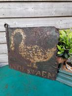 Antiek uithangbord ijzer+-1800 in de Swaen zwaan uniek patin, Antiek en Kunst, Curiosa en Brocante, Ophalen