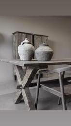 Nieuwe tafel van oud hout - 240 cm lang, Huis en Inrichting, Tafels | Eettafels, Ophalen, Overige materialen, 50 tot 100 cm, Vijf personen of meer
