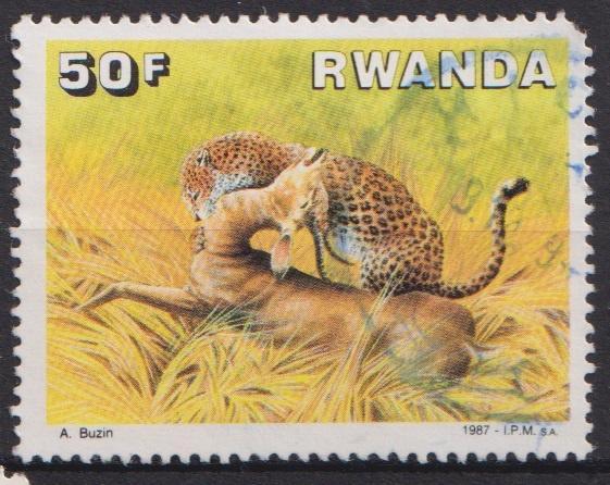 Rwanda 1987 Wilde dieren, Postzegels en Munten, Postzegels | Thematische zegels, Gestempeld, Dier of Natuur, Verzenden