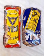 Leuke set antieke emaille deurpostjes van Vim putzt alles., Verzamelen, Reclamebord, Gebruikt, ., Ophalen of Verzenden