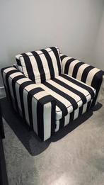 Fauteuil donkerblauw en witte strepen, Ophalen, Gebruikt, Frans, 75 tot 100 cm