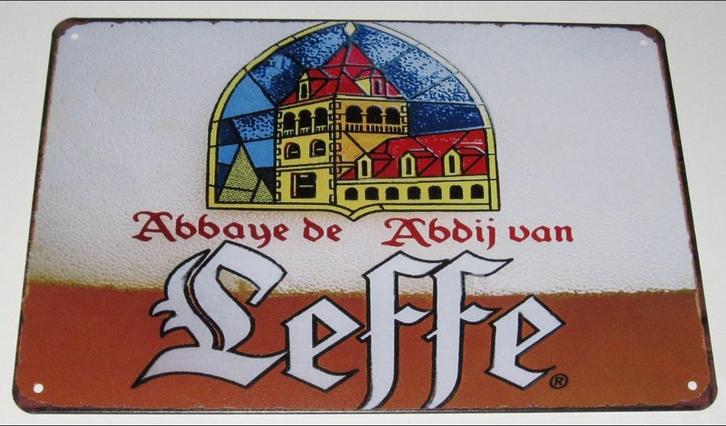 LEFFE BIER : Metalen Bord Leffe Abdijbier - Abdij van Leffe, Verzamelen, Biermerken, Nieuw, Reclamebord, Plaat of Schild, Leffe