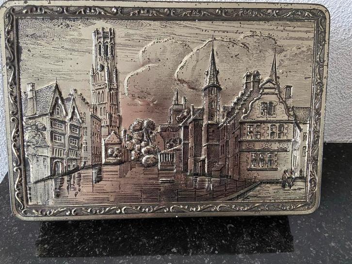 Vintage Blikken Doos Bruges - België, Antiek en Kunst, Antiek | Tin, Ophalen of Verzenden