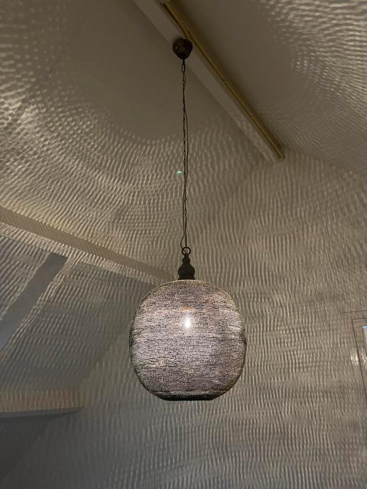 Lampen set: 1 grote bol, 1 middel maat & 3 kleine, Huis en Inrichting, Lampen | Hanglampen, Gebruikt, Minder dan 50 cm, Metaal