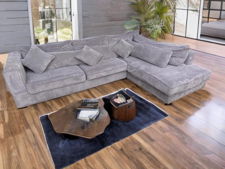 !!ACTIE!! DIEPE RIBSTOF HOEKBANK, GRATIS LEVERING, Huis en Inrichting, Banken | Bankstellen, Zo goed als nieuw, Hoekbank, Vierpersoons of meer